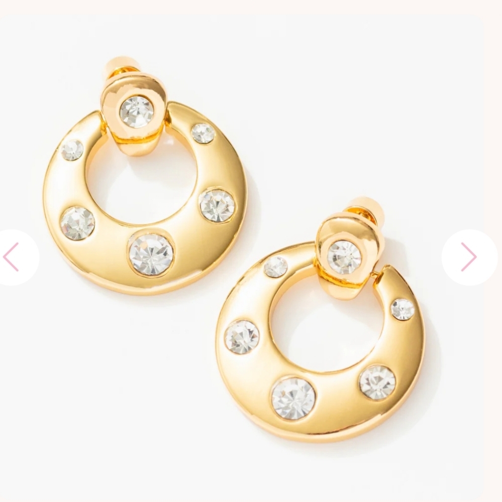 Frasier Sterling Northern Lights Knockers in Clear 14k Gold Plated New